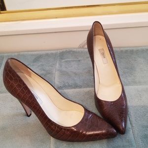 STUNNING GENUINE PRADA PUMPS, SIZE 38, BROWN CROC